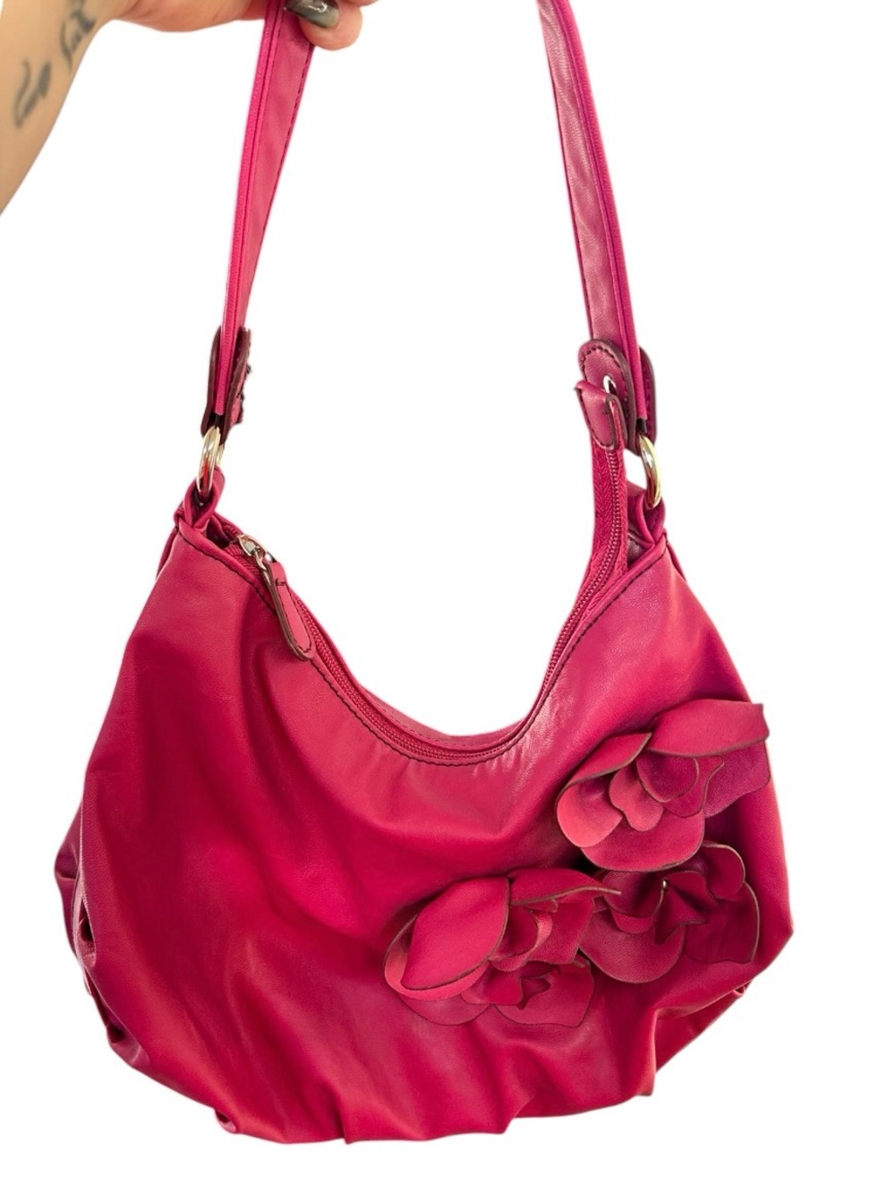 Women's Pink Floral Y2K Accent Shoulder Bag